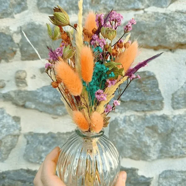 Composition fleurs séchées et vase